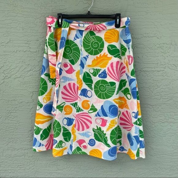 Vintage Pop-O Florida Sz L Pastel Shells Wrap Around Skirt - Picture 3 of 15